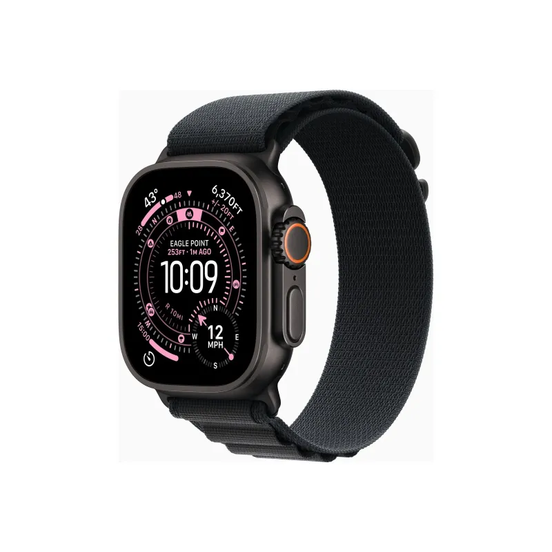 Apple Watch Ultra 3u00a0GPS + Cellularu00a049mmu00a0Black Titanium Case with Black Alpine Loop - Large