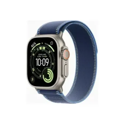 Apple Watch Ultra 3u00a0GPS + Cellularu00a049mmu00a0Natural Titanium Case with Blue/Bright Blue Trail Loop - M/L