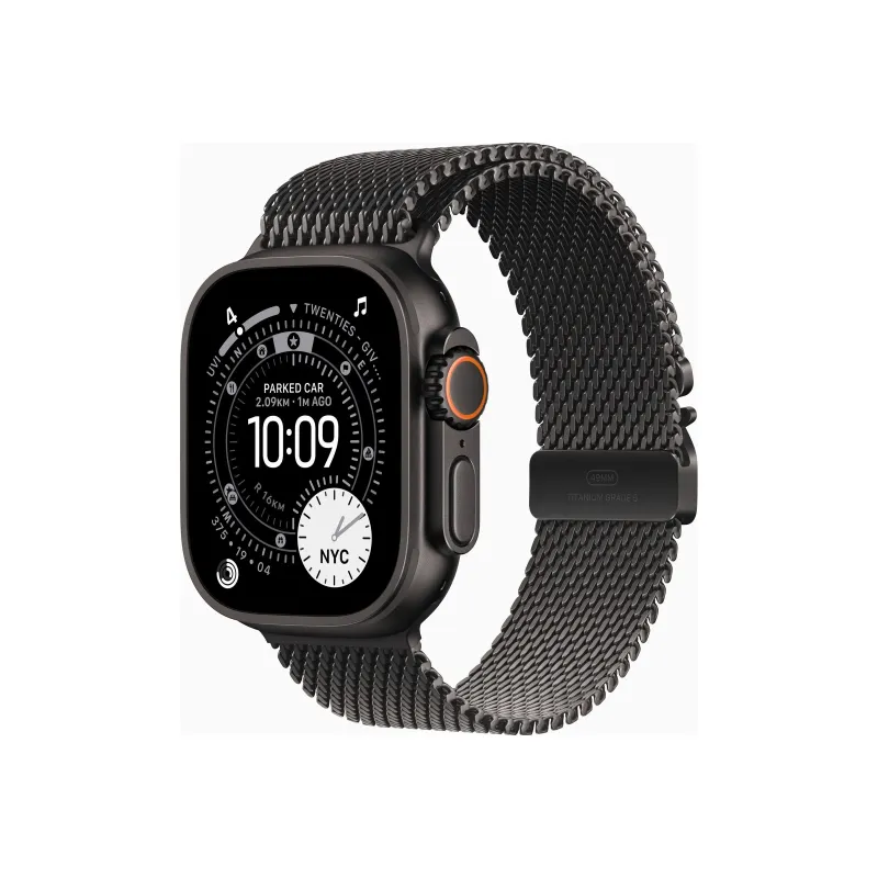 Apple Watch Ultra 3u00a0GPS + Cellularu00a049mmu00a0Black Titanium Case with Black Titanium Milanese Loop - Large