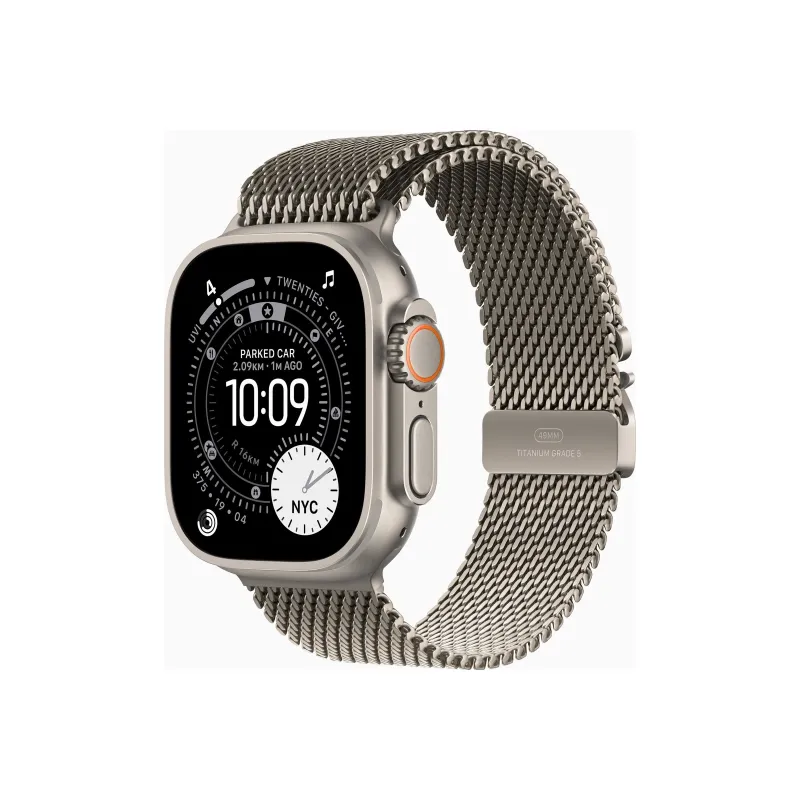 Apple Watch Ultra 3u00a0GPS + Cellularu00a049mmu00a0Natural Titanium Case with Natural Titanium Milanese Loop - Medium