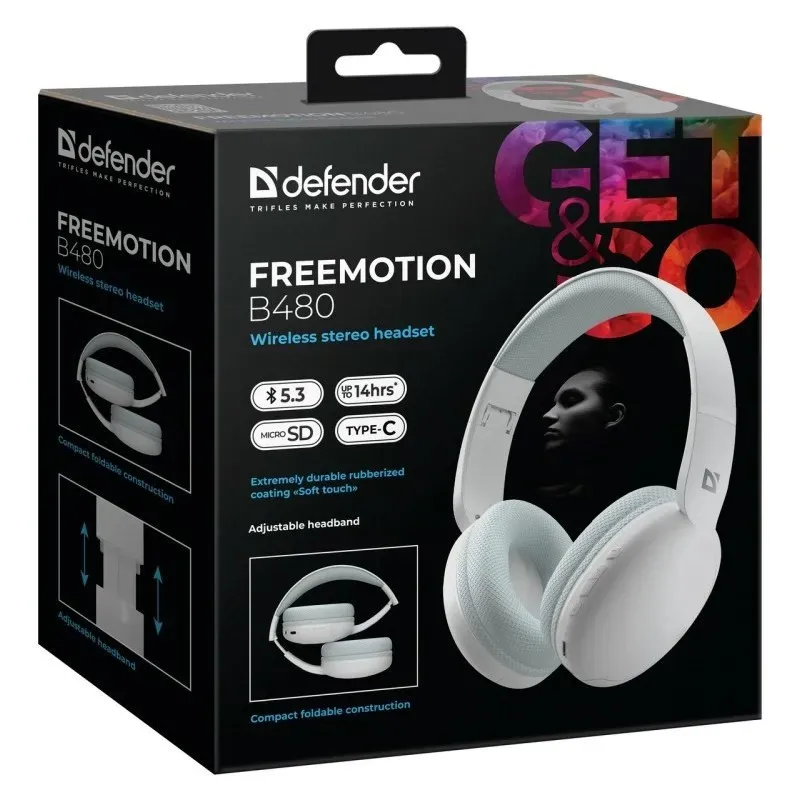 HEADPHONES DEFENDER BLUETOOTH FREEMOTION B480 WHITE
