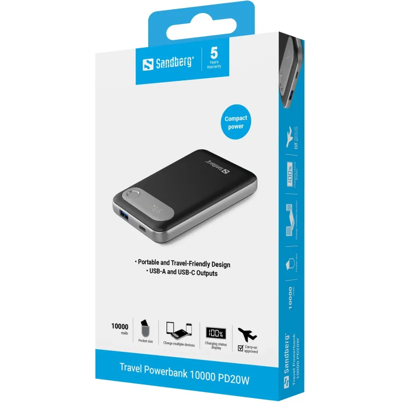 Sandberg 421-16 Travel Powerbank 10000 PD20W Sandberg 421-16 Travel Powerbank 10000 PD20W