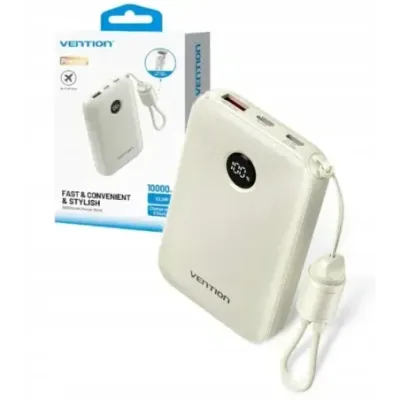 Powerbank Vention 10000mAh 2 x USB-C 1x USB-A z wyświetlaczem 22,5W beżowy