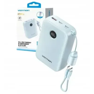 Powerbank Vention 20000mAh 2 x USB-C 1x USB-A z wyświetlaczem 22,5W niebieski