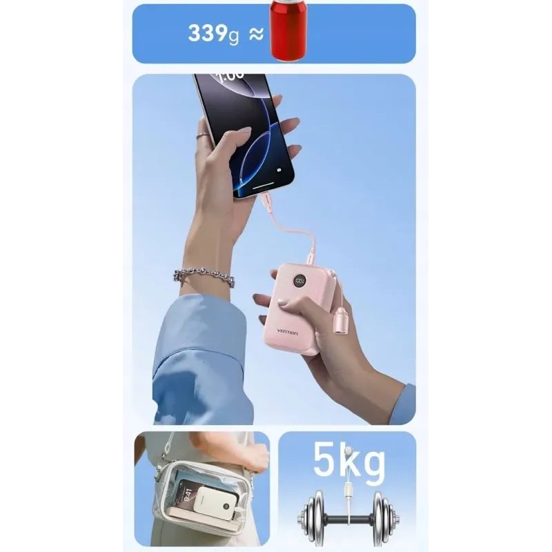 Powerbank Vention 20000mAh 2 x USB-C 1x USB-A z wyświetlaczem 22,5W niebieski