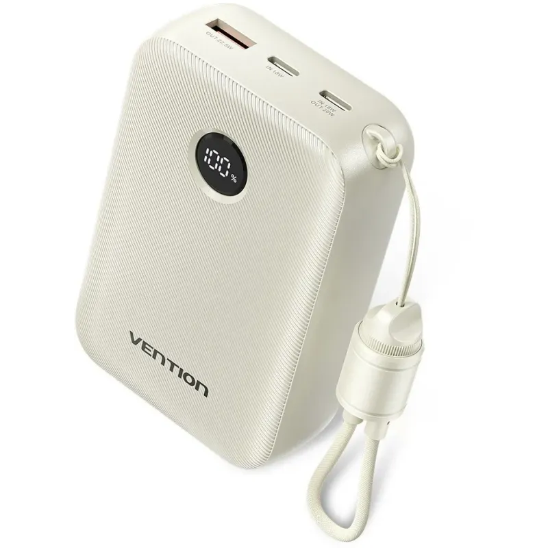 Powerbank Vention 20000mAh 2 x USB-C 1x USB-A z wyświetlaczem 22,5W beżowy