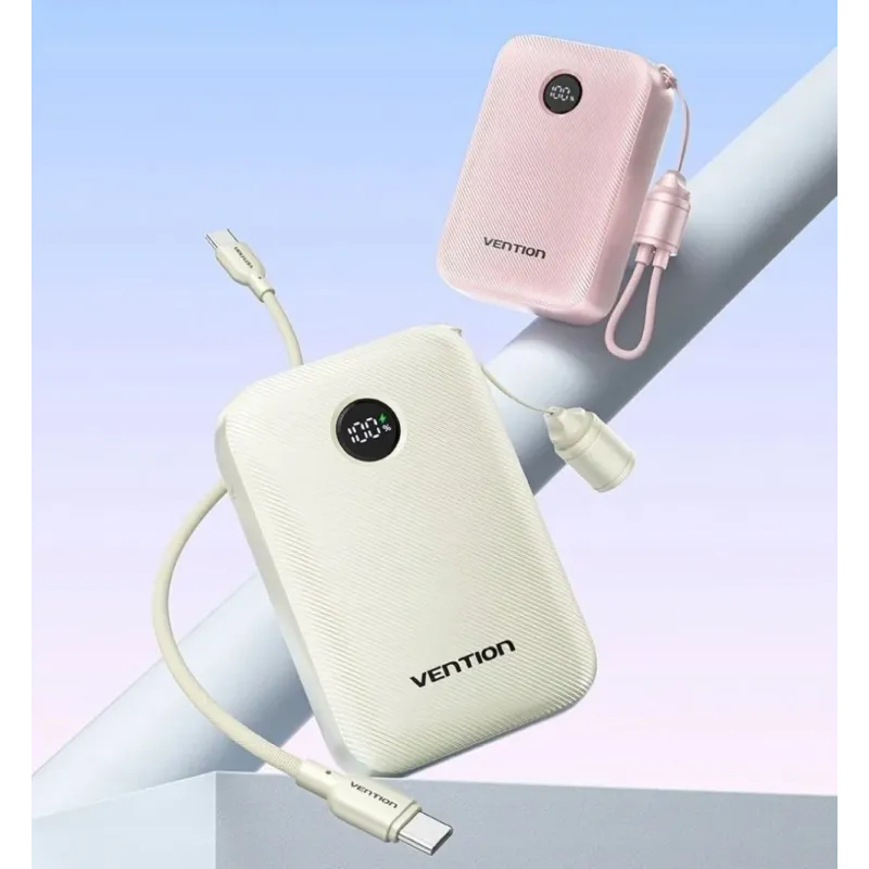 Powerbank Vention 20000mAh 2 x USB-C 1x USB-A z wyświetlaczem 22,5W beżowy