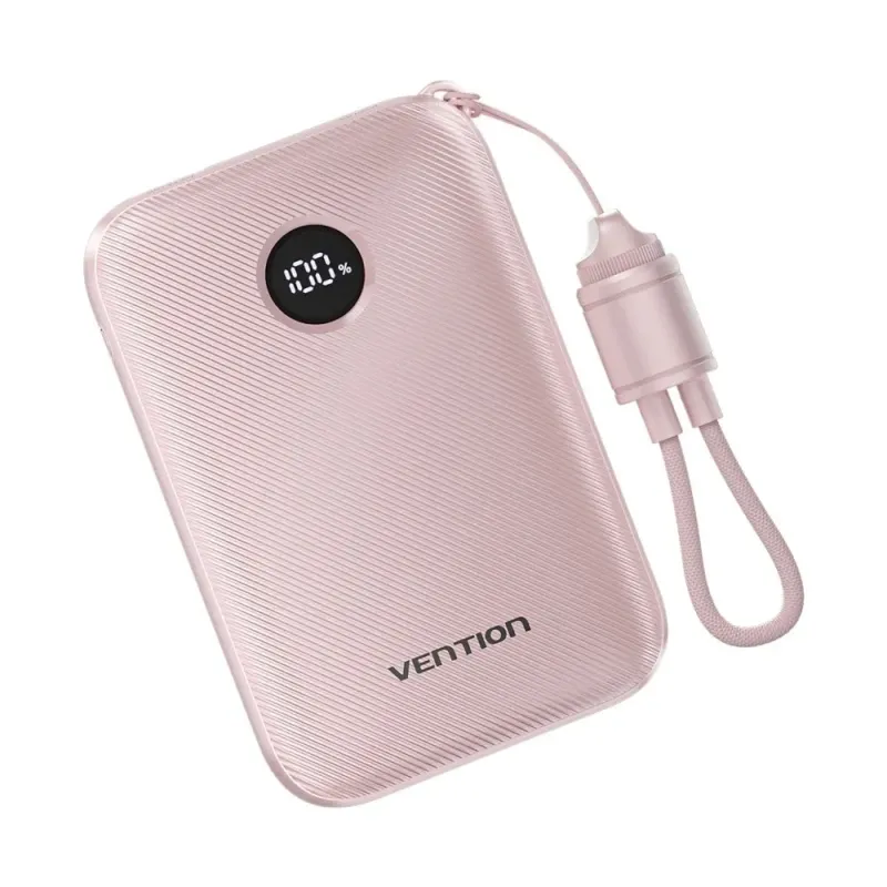 Powerbank Vention 10000mAh 2 x USB-C 1x USB-A z wyświetlaczem 22,5W różowy
